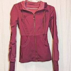 Lululemon Dance Studio III Reversible Hooded Full Zip Jacket Plum Luon Sz 4